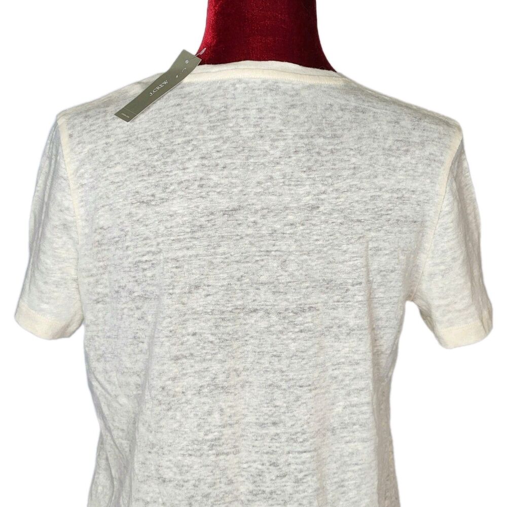 J. Crew Relaxed Textured Cream Linen Minimalist Short Sleeve T Shirt Size XS NWT - Picture 5 of 9